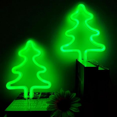 Veilleuse d'Halloween, lumière LED, néon, décoration lumineuse d'Halloween 2 x Green Christmas Trees (1/5)