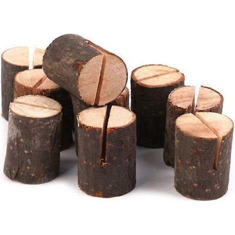 12er-Set Namensschilder aus Holz, Fotohalter aus Holzrinde, Memo-Halter in Baumstumpfform, Menükarten- und Nummernständer, Tischdekoration für Hochzeitsfeiern-3.5X3.5cm (1/2)