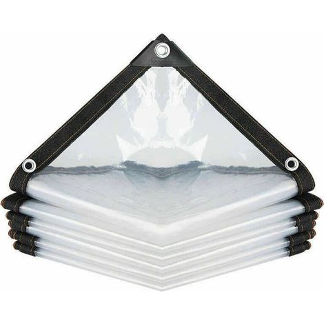 Bâche Transparente Imperméable avec Oeillets, à l'eau en PE MultiUsage AntiPluie Résistante Aux Déchirures Toile de bâche Ultra légère (Color : Clear, Size : 200x200cm) (1/5)