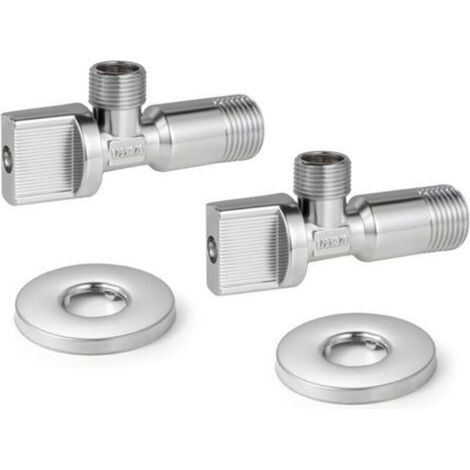 2 Pieces WC Angle Valve Quarter Turn Inlet 1/2" x Outlet 3/8" Chrome (1/5)