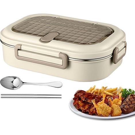 Boîte repas isotherme portable compatible micro-ondes, légère avec cuillère, plat compartimenté robuste, seau de rangement hermétique, accessoire de sac à dos pour et (1/5)