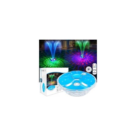 Fontaine Flottante Piscine avec Lumière, Fontaines Piscine avec Télécommande & Boutons, 2 Modes de Pulvérisation & 7 Modes de Lumière, Fontaine pour Piscine Hors Sol avec Ancre