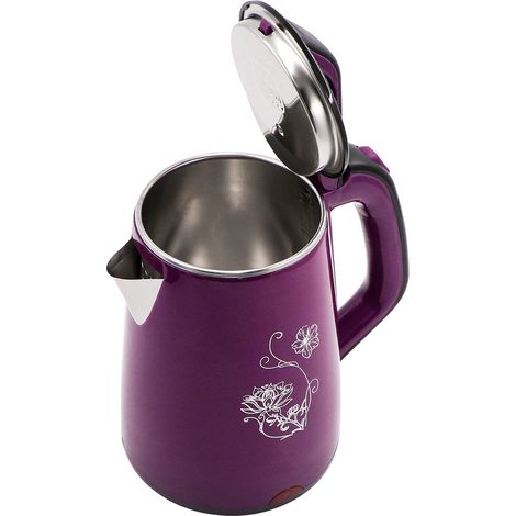 Bouilloire de cuisine (violette), bouilloire électrique rapide, bouilloire santé, double paroi anti-sèchement (1/5)