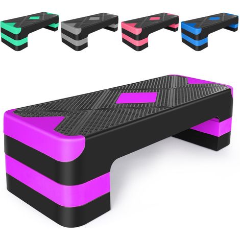 Stepper d'aérobic réglable pour exercices, plateforme d'entraînement, hauteur réglable de 68,5 cm (27 pouces) avec rehausseurs réglables de 10 cm (4... (1/5)