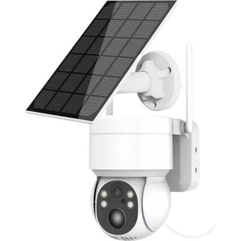 Caméra de sécurité extérieure, caméra IP PTZ solaire HD sans fil avec panneau solaire et batterie rechargeable, caméra de surveillance vidéo CCTV 4MP pour la maison, l'allée, le couloir. (1/5)