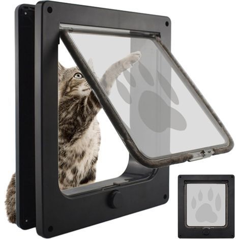 Noir,Porte à chatière pour chat, adaptateur tunnel mural, entrée économe en énergie, cadre intérieur verrouillable, accès de sécurité amélioré, porte de petit chien résistante aux intempéries (1/5)