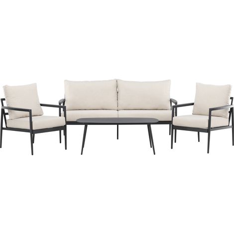 Salon de Jardin 4 Places "Taromina" 176cm Noir (1/5)