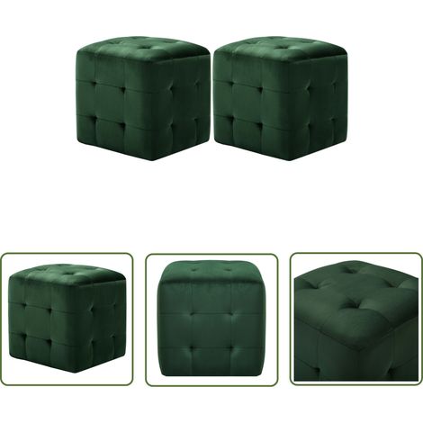 Furniture Limited - 2 pcs Poufs Vert 30 x 30 x 30 cm Tissu (1/5)