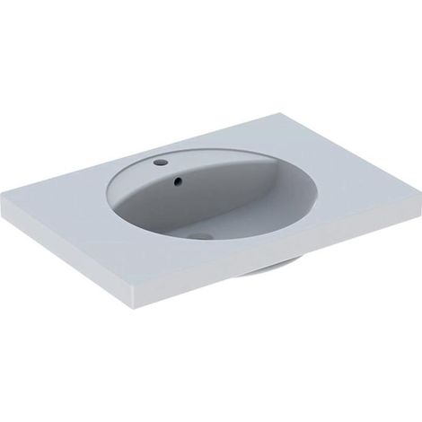 Geberit Preciosa Waschtisch mit Ablagefläche, Breite 80cm, Tiefe 55cm, Hahnloch mittig, Überlauf sichtbar, Weiß/KeraTect (1/5)