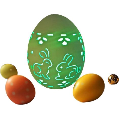 Veilleuse œuf de Pâques pour enfants, lampe œuf LED avec lapin creux pour la maison de Pâques