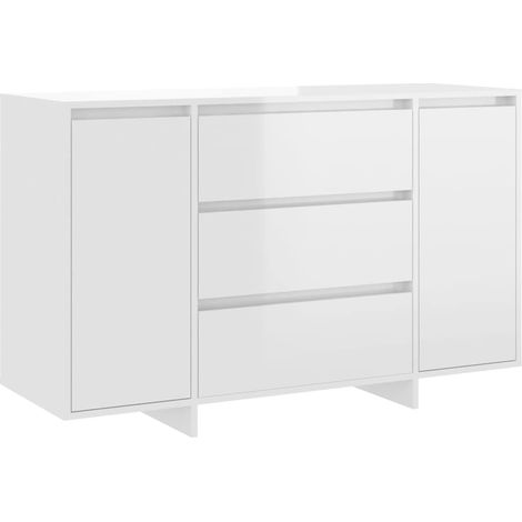 Maison Exclusive - Credenza con 3 Cassetti Bianco Lucido 120x41x75cm in Truciolato (1/5)