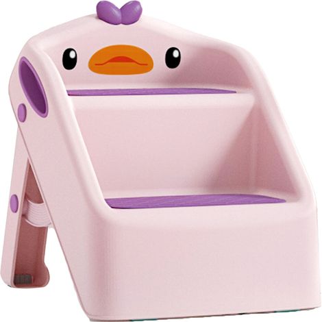 Tabouret pliable pour tout-petits, multifonctionnel, sûr, stable et antidérapant, à 2 marches, rose, idéal pour l'apprentissage de la propreté. (1/5)