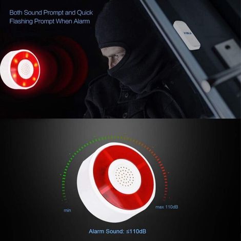 Système d'alarme LED, sirène d'alarme de sécurité 12 V CC avec lampe clignotante, système d'alarme sonore et lumineuse d'extérieur pour la maison ou le bureau