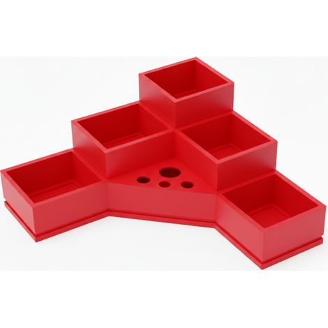 Roter Badezimmer-Organizer für Kosmetikartikel und Zahnbürsten, 5 Fächer, 4 Löcher (1/3)