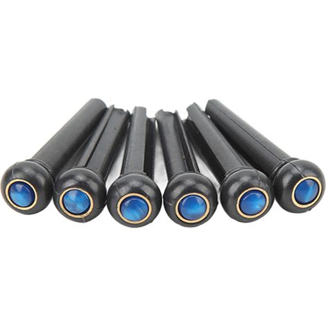 6 pièces kit de chevilles de pont pour guitare noire, robustes, clarté améliorée, remplacement, tête bleue (1/5)