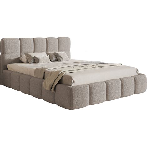 Selsey CLOUDY - Bett mit Polsterrahmen, Boucle-Bezug in Hellgrau, 180 cm (1/5)