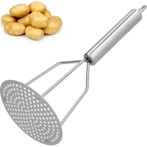Presse-purée en acier inoxydable, lavable au lave-vaisselle,Presse puree manuel,Pour purée pommes de terre crémeuse (34 x 9cm) (1/4)