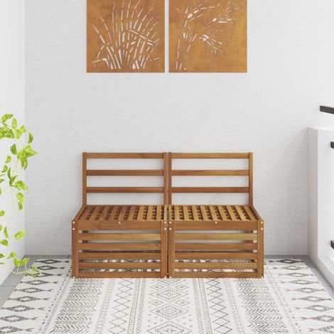 2er-Set Outdoor-Mittelsofa Massives Akazienholz Natur