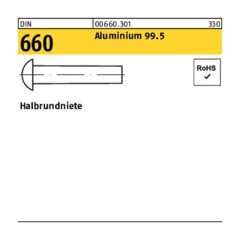 Rivets demi-ronds DIN 660 6x 30 Aluminium 99.5 250 pièces