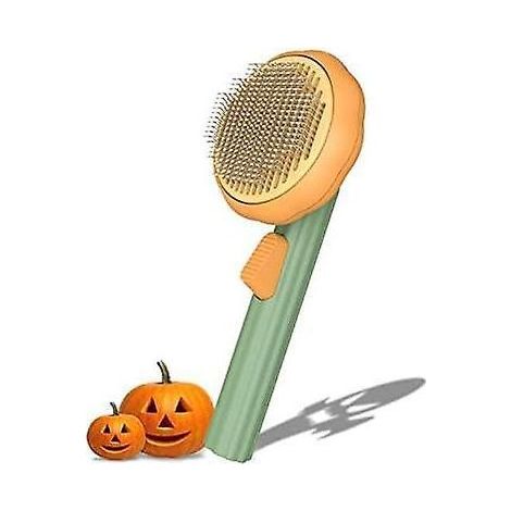 Brosse autonettoyante à tête huilée Pet Pumpkin, peigne de massage pour chat avec boutons et poils doux et incurvés pour un confort optimal. (1/5)