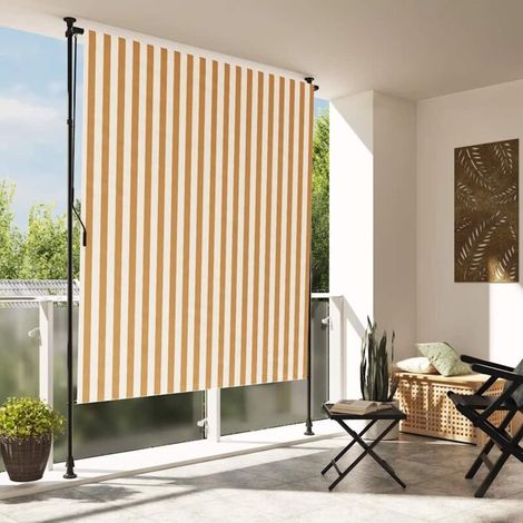 vidaXL Store roulant d'extérieur orange et blanc 150x270cm tissu acier (1/3)
