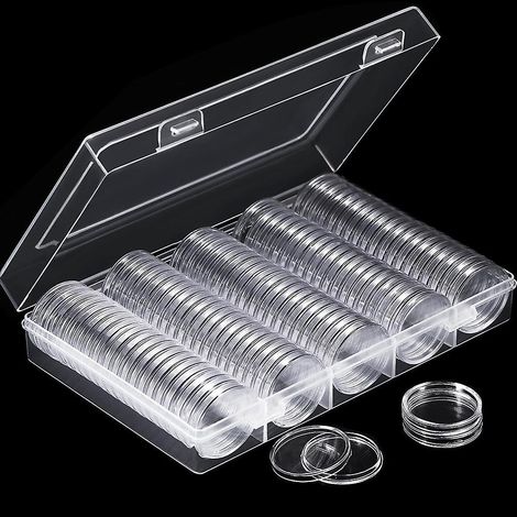 BEBUSINGOTO 100 cápsulas transparentes de 30 mm para monedas conmemorativas. (1/5)