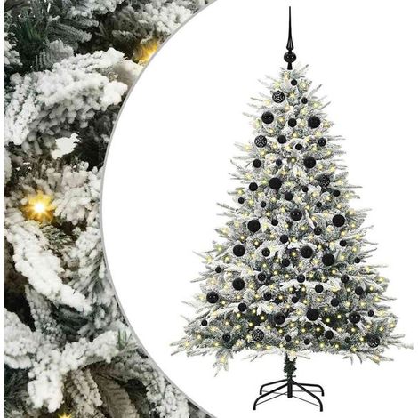 Un sapin de Noël artificiel pré-illuminé avec un ensemble de boules décoratives. (1/5)