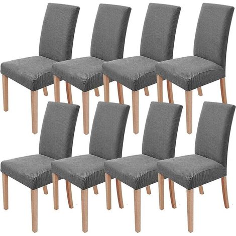 Housses De Chaise Stretch Lot De 8 Housses De Chaise Amovibles Et Lavables Pour Salle À Manger Moderne Élastique Protecteur De Chaise Décoration Pour Bureau Banquets Fête De Mariage (Gris Cla - RWHous