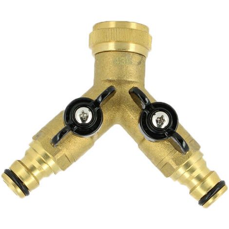 Mehrtanksystem – 2-Wege-Messing-Wahlschalter 3/4" – Schnellanschluss Ø 15 mm – 2 Auslässe mit Gardena-Düsen – Kompatibel mit automatischen Anschlüssen (1/2)