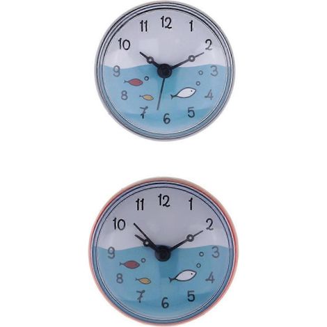 2 horloges de salle de bain étanches, mini-horloges murales portables avec affichage de l'heure (1/5)