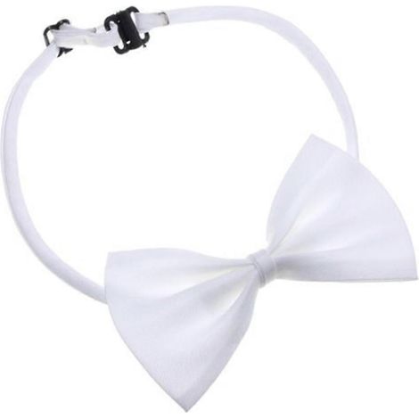 Collar con pajarita ajustable para perros y gatos, color blanco. (1/3)