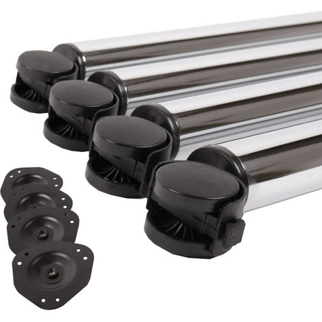 4er Set rollende Tischbeine Tischbeine auf Rolle mit Bremse ø 50mm Metall Chrom (1/2)