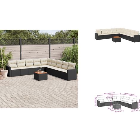 Salon de jardin 10 pcs avec coussins noir résine tressée - Ensemble Salon De Jardin - Meuble De Jardin - Mobilier Extérieur - Salon De Jardin Pliable - Set Salon De Jardin (1/3)