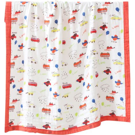 6 couches couverture bébé, 110 x 110 cm, coton mousseline douce et respirant, motif ludique, pour sieste crèche poussette (1/5)