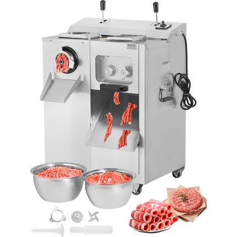 Vevor – Hachoir à viande électrique 1100W – Capacité 6,35 kg/min – Trancheuse en acier inoxydable – Poussoir à saucisses pour cuisine pro