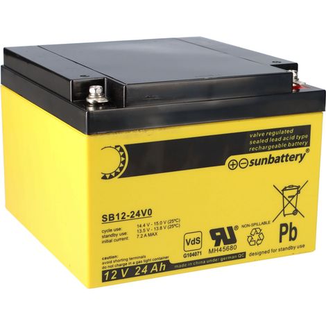 SUN Battery SB12-24V0 AGM Akku 12V 24Ah F-M5 / M5-Innengewinde