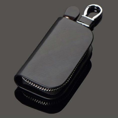 Leder-Schlüsseletui für Ford-Schlüsselanhänger, Schlüsselhülle, Brieftasche, Fernbedienungshülle, Münzfach, Reißverschlusstasche-Black Without Label