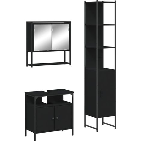 Maison Exclusive - 3-tlg. Badmöbel-Set Schwarz Holzwerkstoff