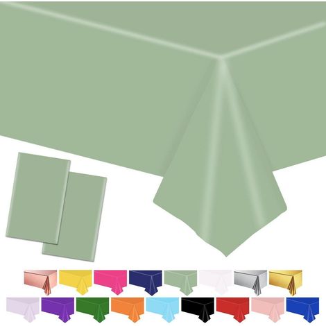2er Set Tischdecken Salbeigrün 137x274cm Kunststoff wasserdicht für Partys