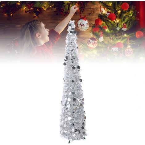 Árbol de Navidad artificial desplegable de PET de 1,5 m de altura, decoración para fiestas, para uso en interiores y oficinas Ecológico, fácil de plegar (1/5)