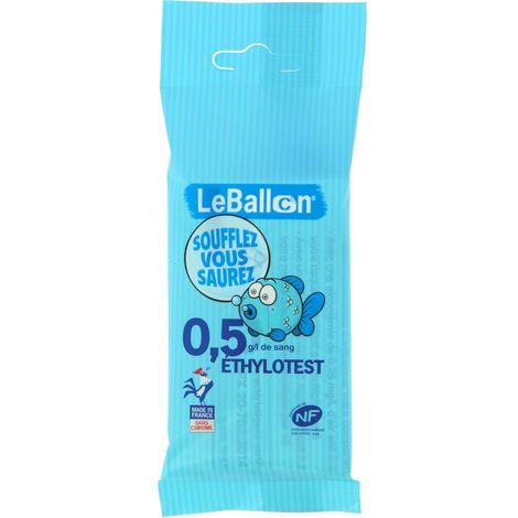 Éthylotest chimique pack de 1 – Taux d'alcool 0,5 g/l de sang – Norme NF X 20-702 – Fabrication France (1/3)