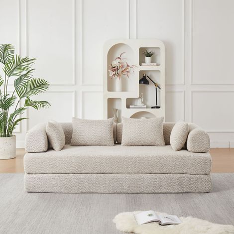 4-in-1 CHENILLE Stoff Schlafsofa mit verstellbarer Rückenlehne – 4 Aufbauformen, KEIN AUFBAU, rutschfestes Granulatdesign, schmutzabweisend & haustierfreundlich, inkl. 4 Kissen, modulares Sofa Bett fü (1/5)