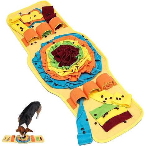 Tapis de fouille interactif – 80x28,5 cm – Chien et chat – Orange/bleu – Prévention de l’engloutissement – Stimulation mentale (1/5)