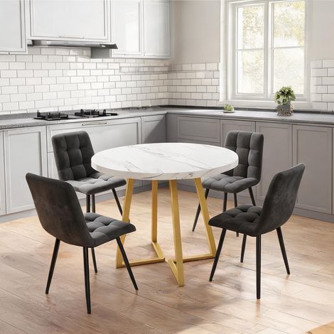 Ensemble table et chaises de cuisine moderne table ronde 80 cm (1/5)
