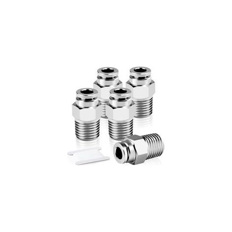 5 pièces acier inoxydable 304 raccords Connecteur pneumatique enfichable, 6 mm de diamètre extérieur du tube x 1/8" filetage BSP mâle (1/5)