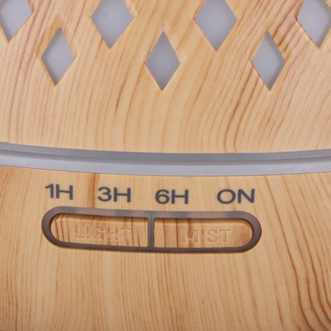Elektrischer Luftbefeuchter mit 400 ml Fassungsvermögen, heller Holzmaserung, Stimmungslicht und Regeneffekt (UK 100–240 V) (1/5)