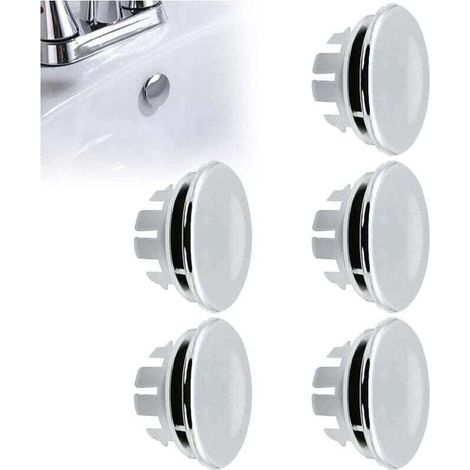 Bouchon Trop Plein Lavabo, Anneau Bouchon De Trop-Plein, Garniture Évier de Trou Rond, Pièces de Rechange pour Trou de Drainage Couvercle Rond pour évier de Cuisine Trou D'évier de Baignoire, 5P (1/4)