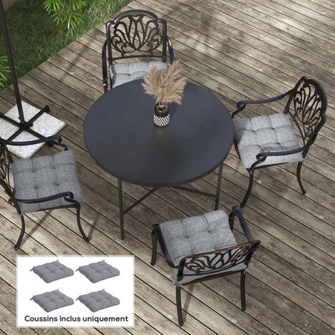 Set di 4 cuscini per sedie da giardino, trapuntati, per esterni, dimensioni 48L x 48W cm, grigio.