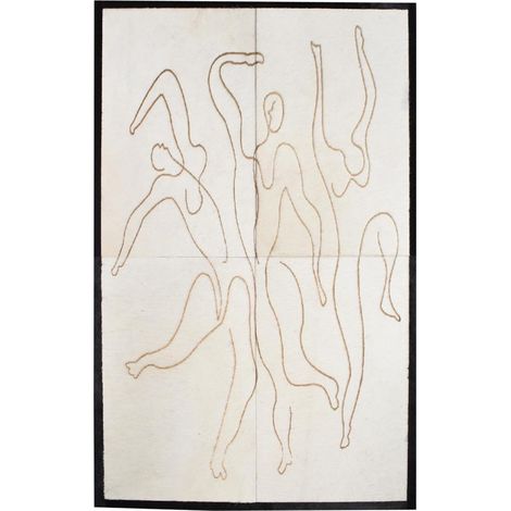 Tableau fait à la main en peau de vache PEOPLE 51x76 blanc et noir (1/3)