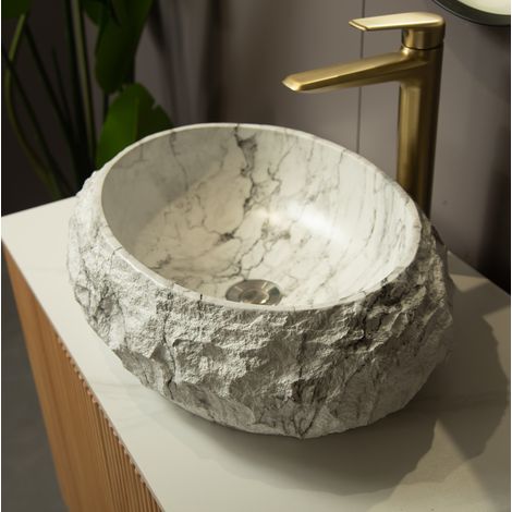 Vasque à poser 45x32x15 cm en résine ivoire, sans robinet, pour salle de bains – MEUBLIV (1/5)
